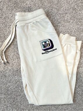 Disney Cream Sweatpants with Retro Walt Disney World Patch
